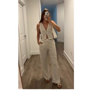 Striped Cream  Jumpsuit set